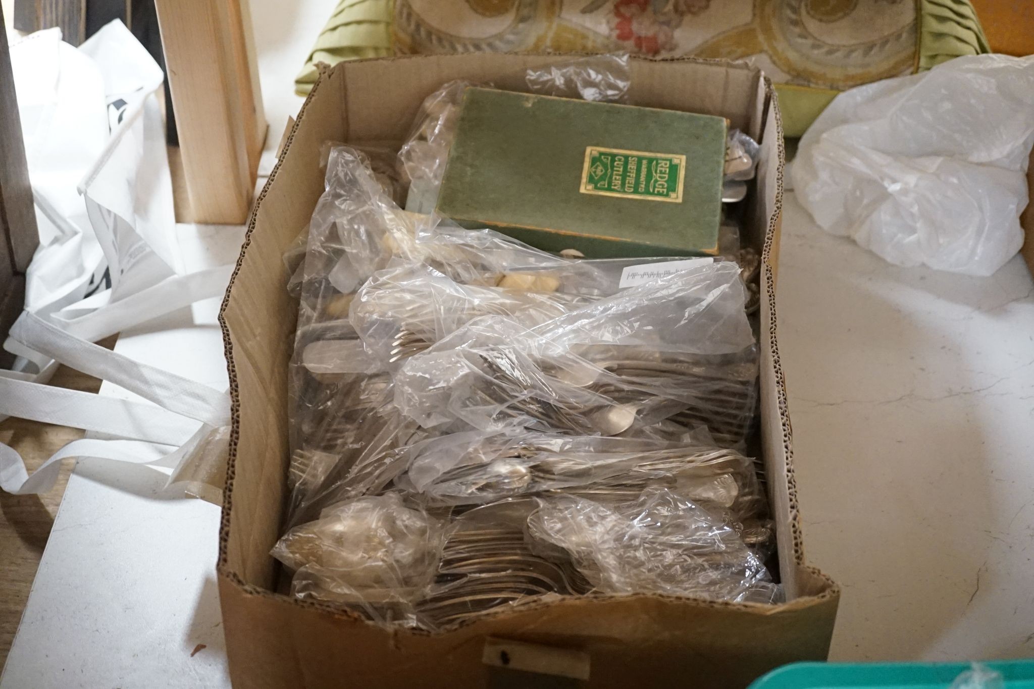 A large quantity of silver plated flatware